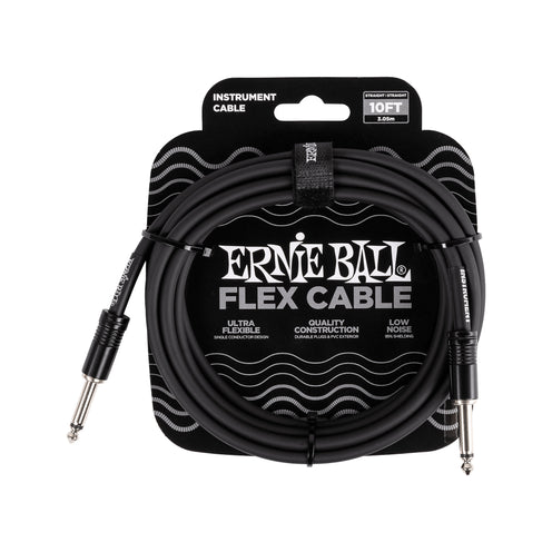 Ernie Ball 10ft Flex Straight to Straight Instrument Cable, Black