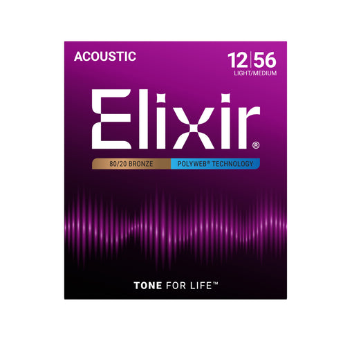 Elixir 11075 Polyweb 80/20 Bronze Acoustic Guitar Strings 12 - 56