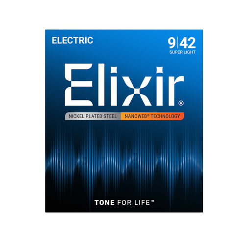 Elixir 12002 Nanoweb Electric Guitar Strings, Super Light, 9-42
