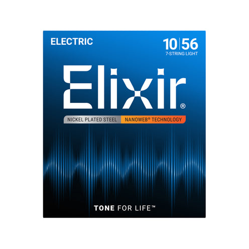 Elixir 12057 Nanoweb Light 7-String Electric Guitar Strings 010-056