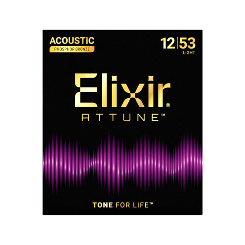Elixir 21052 Attune Phosphor Bronze Acoustic Guitar Strings, Light, 12-53