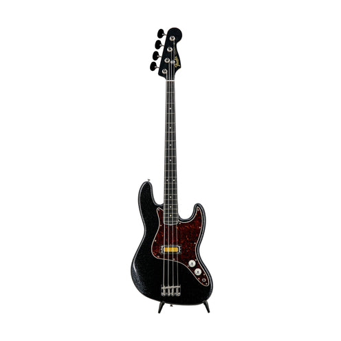 Fender Gold Foil Jazz Bass 4-String Bass Guitar, Ebony FB, Black Sparkle