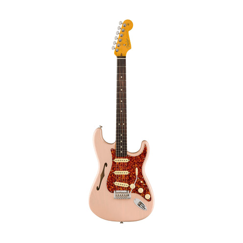 Fender Ltd American Professional II Stratocaster Thinline Electric Guitar, Transparent Shell Pink