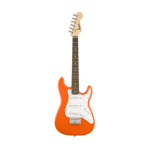 Squier FSR Mini Stratocaster Electric Guitar, Laurel FB, Competition Orange