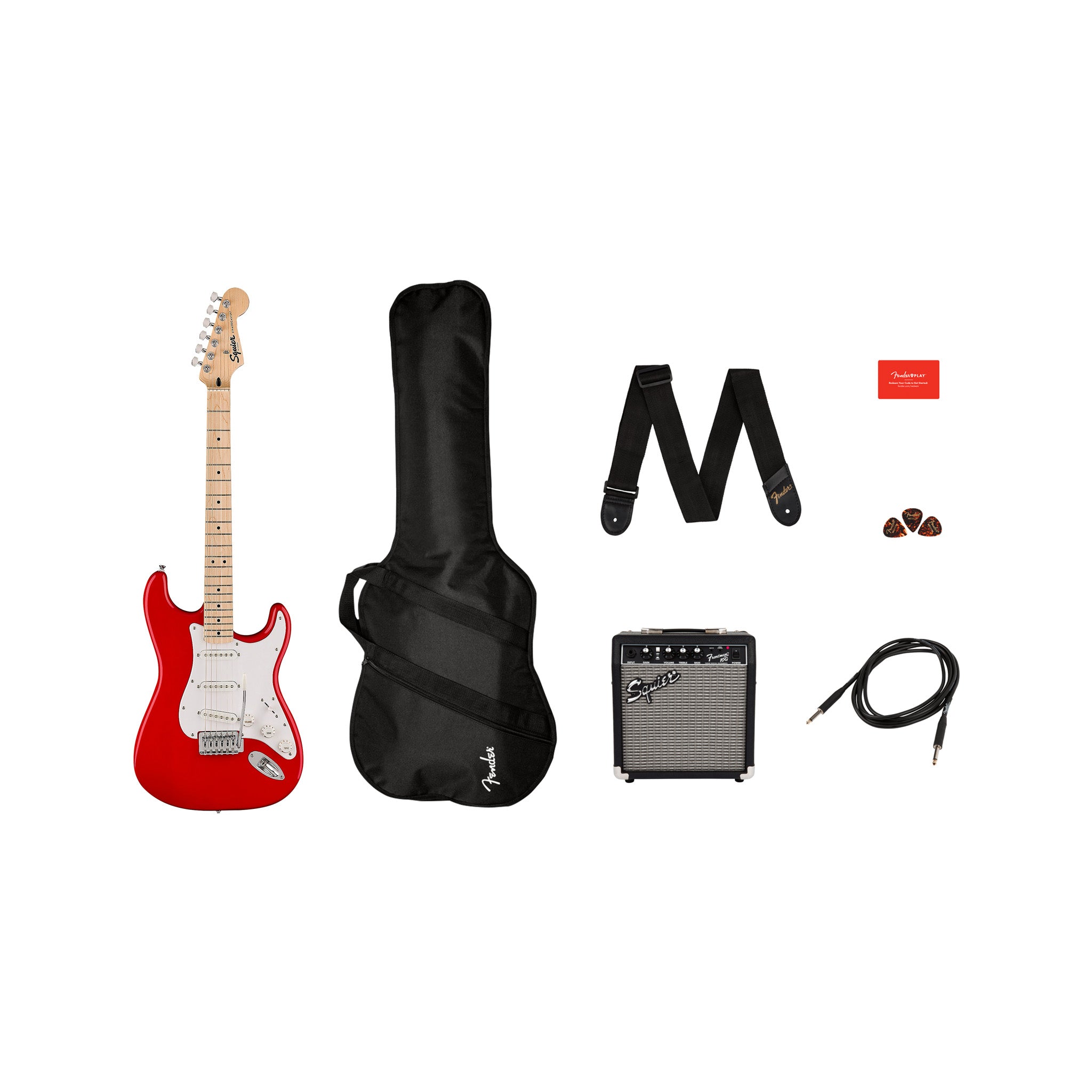 Squier Sonic Stratocaster Pack w/Gig Bag, Maple FB, 10G, 230V EU