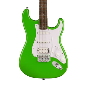 Squier FSR Sonic Stratocaster HSS Electric Guitar w/White Pickguard, Laurel FB, Lime Green
