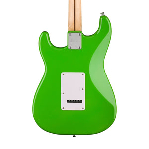Squier FSR Sonic Stratocaster HSS Electric Guitar w/White Pickguard, Laurel FB, Lime Green