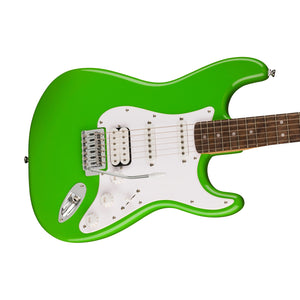 Squier FSR Sonic Stratocaster HSS Electric Guitar w/White Pickguard, Laurel FB, Lime Green