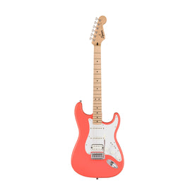 Squier Sonic Stratocaster HSS Electric Guitar w/White Pickguard, Maple FB, Tahitian Coral