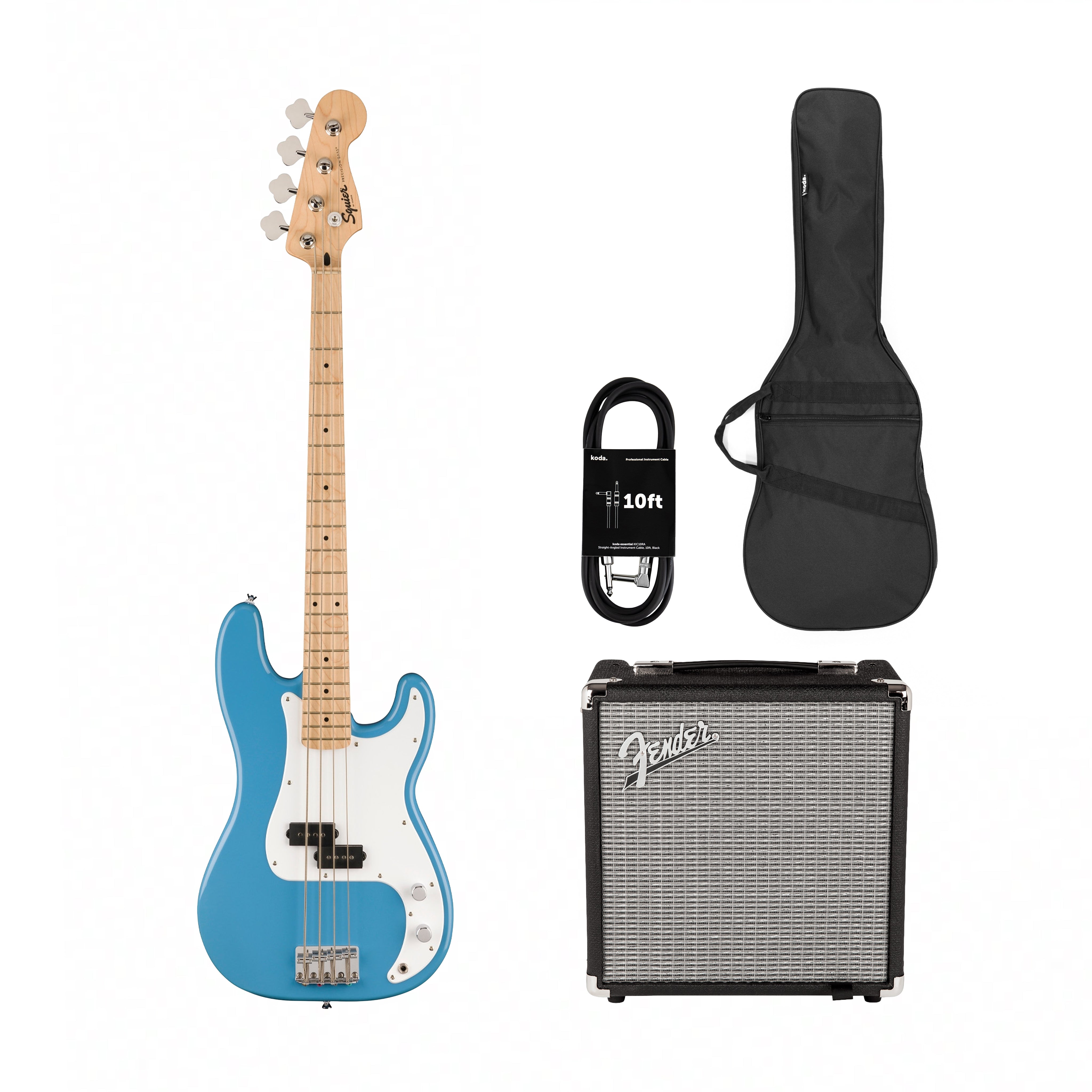 Squier Sonic Precision Bass Guitar w/White Pickguard, Maple FB, 2