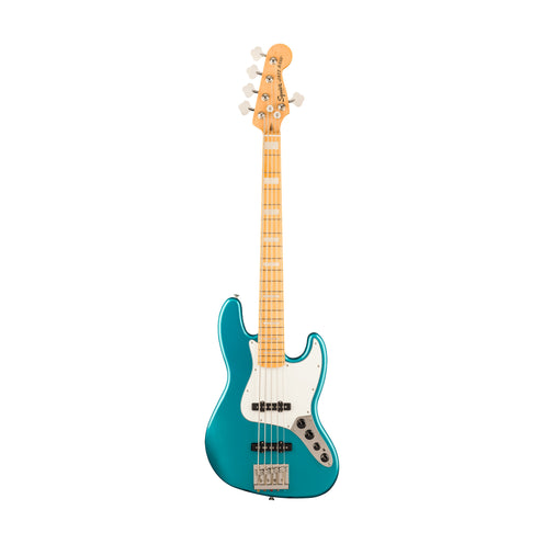 Squier Classic Vibe Active 70s Jazz Bass V Guitar, Maple FB, Ocean Turquoise