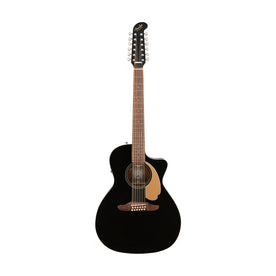 Fender California Series Villager 12-String V3 Semi-Acoustic Guitar w/ Gig Bag, Walnut FB, Black
