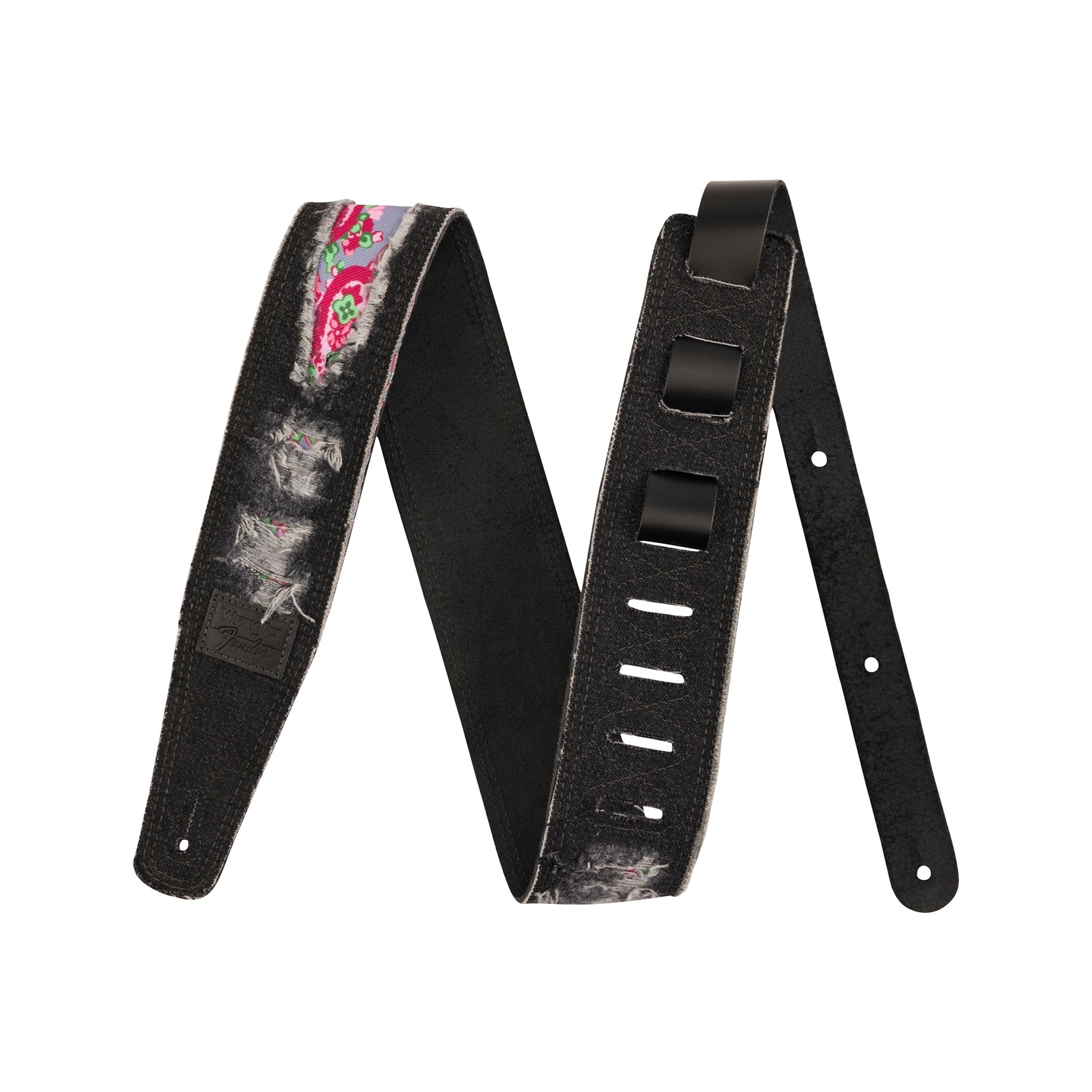 Fender X Wrangler Ripped Paisley Denim Guitar Straps, Black