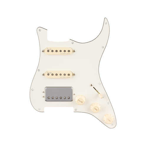 Fender Quadra Tap / Ultra Noiseless HSS Pre-Wired Stratocaster Pickguard, Parchment