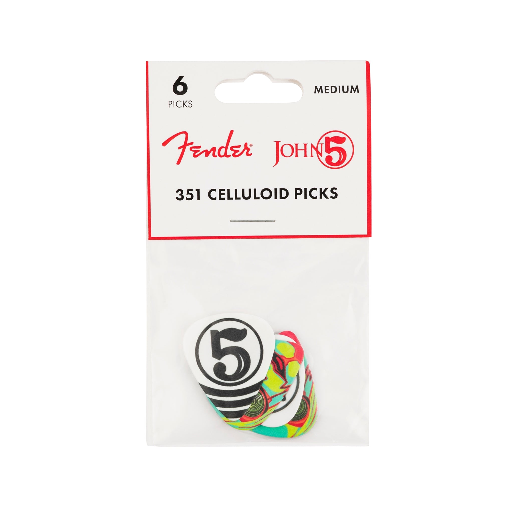 Fender John 5 351 Celluloid Guitar Picks, 6-Pack