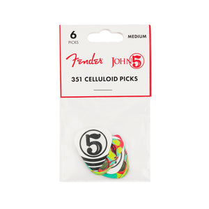 Fender John 5 351 Celluloid Guitar Picks, 6-Pack