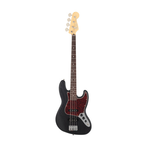 Fender MIJ Limited Jazz Bass Guitar, RW FB, Raw Ash Black