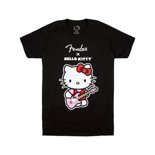 Fender Hello Kitty Black Front Logo Tee, Black