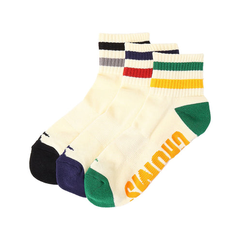 CHUMS 3P Line Crew Socks, Ivory, Medium