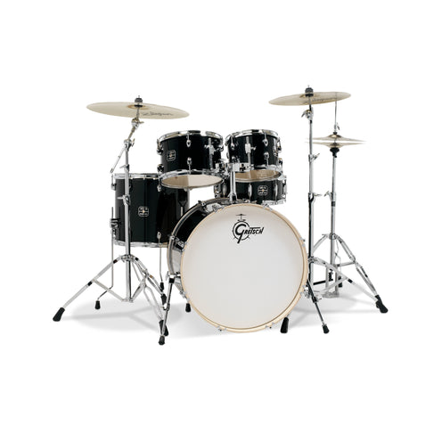 Gretsch GE4E825B Energy 5-Piece Drum Kit w/Hardware(22inch BD), Black w/ Sabian SBR Cymbals Bundle