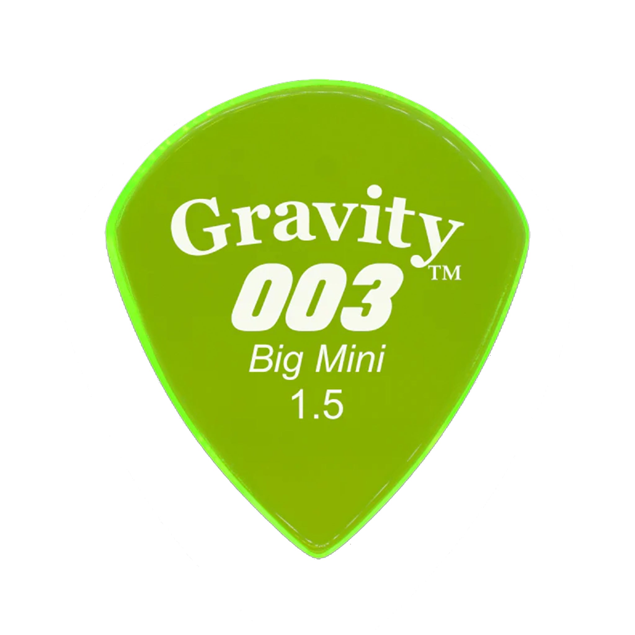 Gravity 003 Big Mini Jazz 1.5mm Guitar Pick, Polished Fluorescent Green