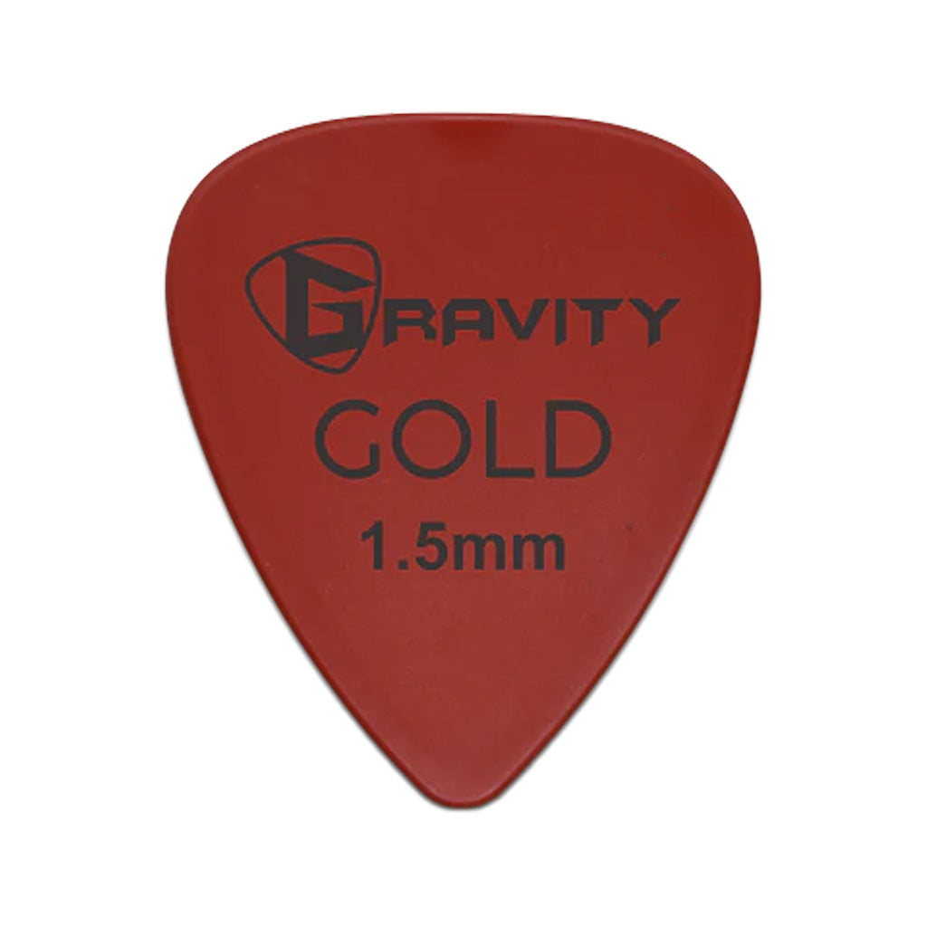 Gravity Colored Gold Traditional Teardrop Guitar Pick, 1.5mm Red