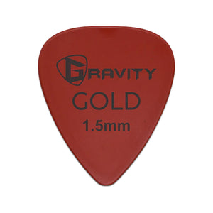 Gravity Colored Gold Traditional Teardrop Guitar Pick, 1.5mm Red