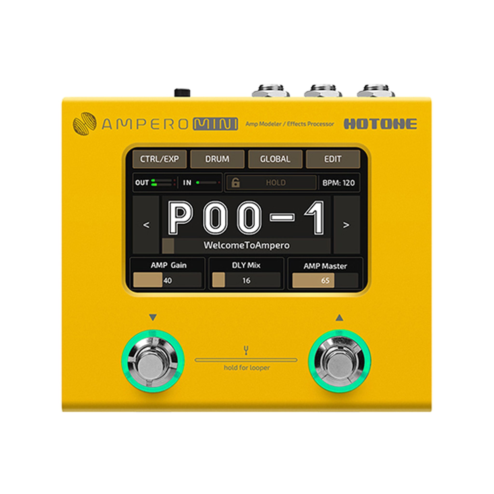 Hotone MP-50MG Ampero Mini Multieffects Pedal w/9V adapter, Marigold
