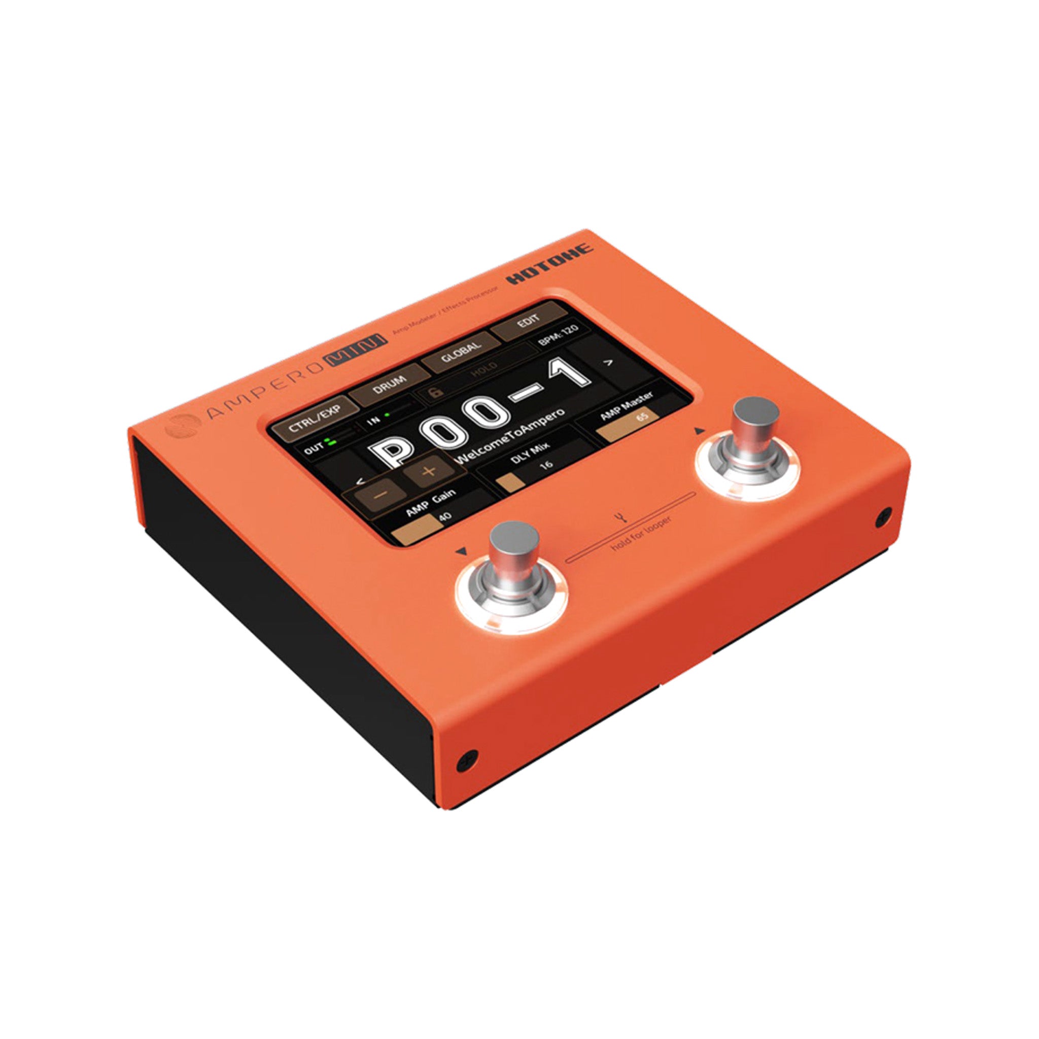 Hotone MP-50OR Ampero Mini Multieffects Pedal w/9V adapter, Orange