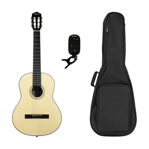 Harmony Foundation Series Terra Classical Acoustic Guitar, Natural Satin Bundle
