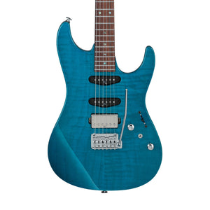 Ibanez MMN1-TAB Martin Miller Signature Electric Guitar w/Case, Transparent Aqua Blue