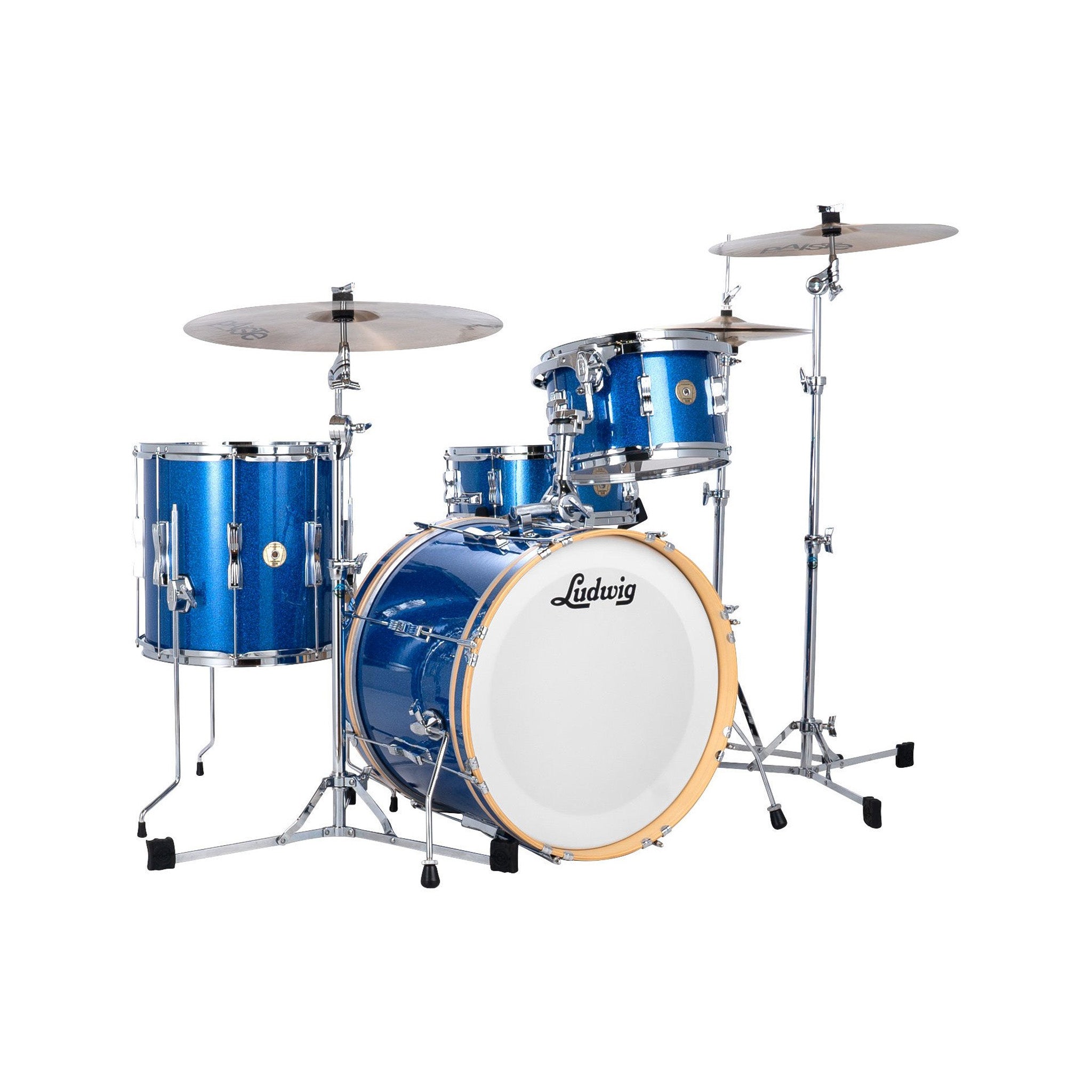 Ludwig LCLUB20BL Continental Club 4-Piece Drum Kit(20B+14F+12T+14S), Blue Sparkle