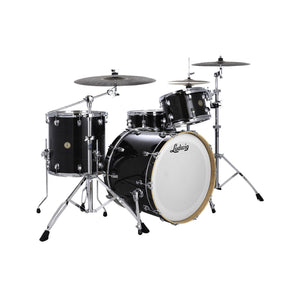 Ludwig LCO5044B Continental 4-Piece Drum Kit(24B+16F+13T+14S), Black Lacquer