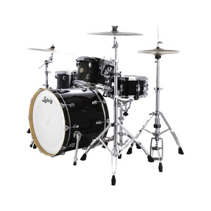 Ludwig LCO5124SB Continental 5-Piece Drum Kit(22B+16F+14F+12T+14S), Black Lacquer