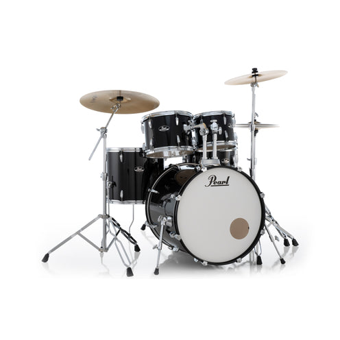 Pearl RS525SB/C #31 Roadshow 5pcs Drum Kit w/Hardware, Jet Black w/ Sabian SBR Cymbals Bundle