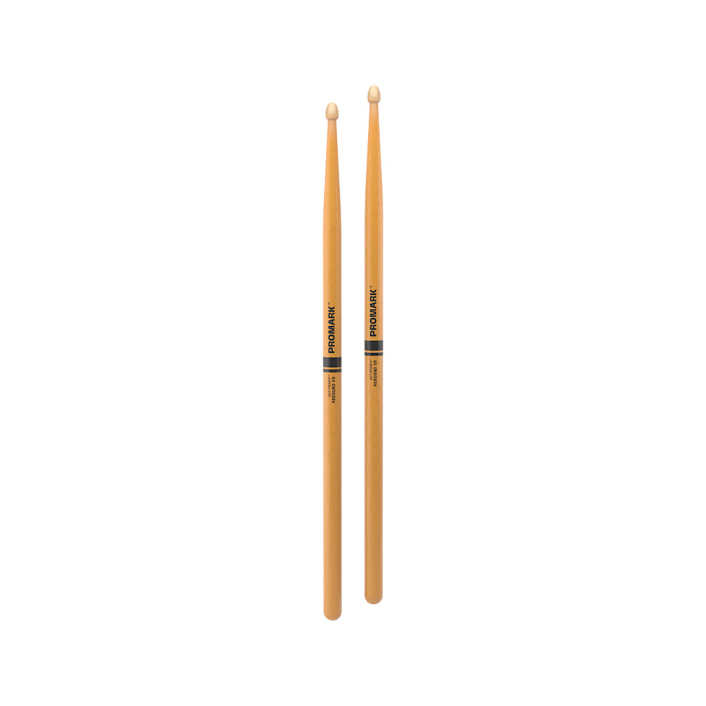 Promark R5BAGC Rebound 5B ActiveGrip Hickory Drumstick, Acorn Tip, Clear