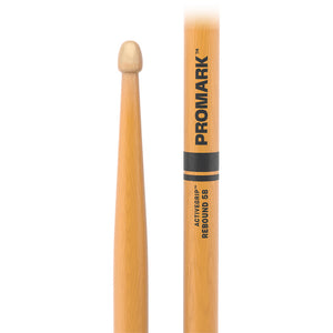 Promark R5BAGC Rebound 5B ActiveGrip Hickory Drumstick, Acorn Tip, Clear