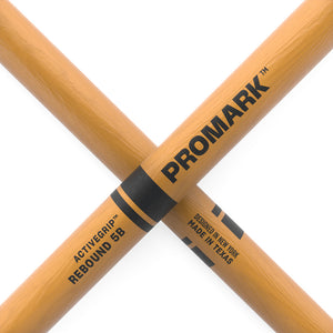 Promark R5BAGC Rebound 5B ActiveGrip Hickory Drumstick, Acorn Tip, Clear