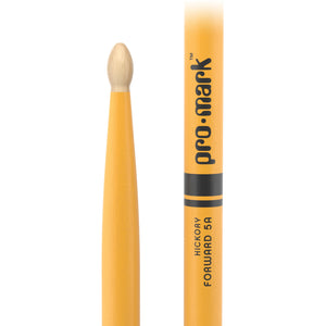 Promark TX5AW-YELLOW Hickory 5A Drumsticks, Wood Tip, Yellow