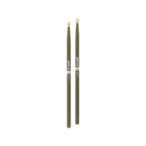 Promark TX5BW-GREEN Hickory 5B Drumsticks, Wood Tip, Green