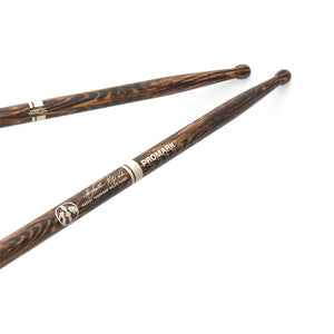 Promark TXDCBYOSW-FG BYOS FireGrain Hickory Marching Drumsticks, Large Round Wood Tip,