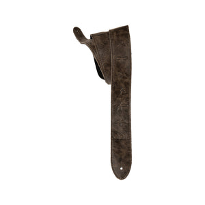 PRS 2 Inch Embossed Birds Leather Guitar Strap, Worn Black
