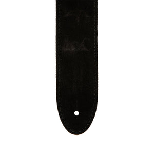 PRS 2 Inch Embossed Birds Leather Guitar Strap, Worn Black