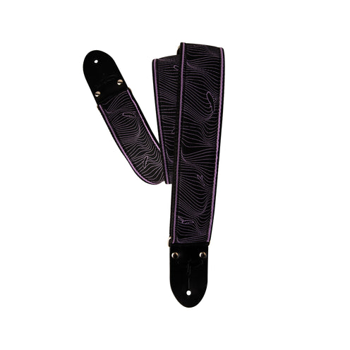 PRS 2 Inch Deluxe Retro Guitar Strap w/Custom Jacquard Pulsar Birds, Violet