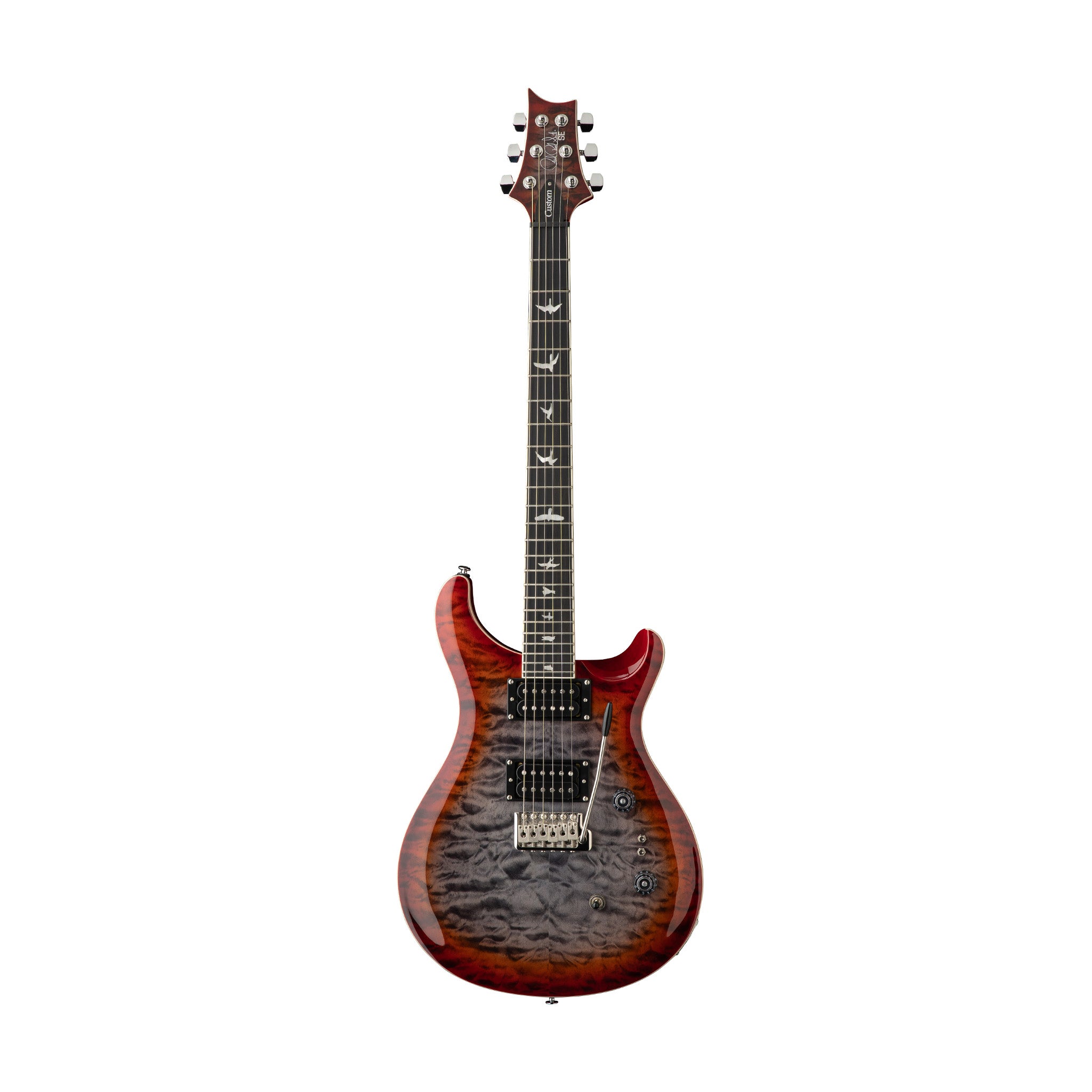 PRS SE Custom 24-08 Quilt Electric Guitar, Charcoal Cherry Burst