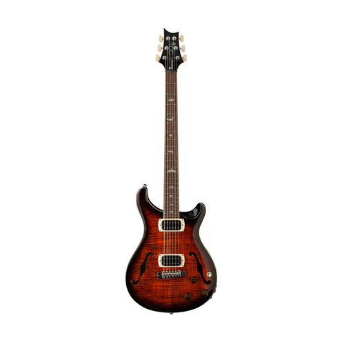 PRS SE Ed Sheeran Flat Back Hollowbody I Baritone Piezo Electric Guitar, Orange Tiger Smokeburst