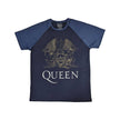 Rockoff Queen Unisex Raglan T-Shirt: Crest, Navy Blue/Denim Blue