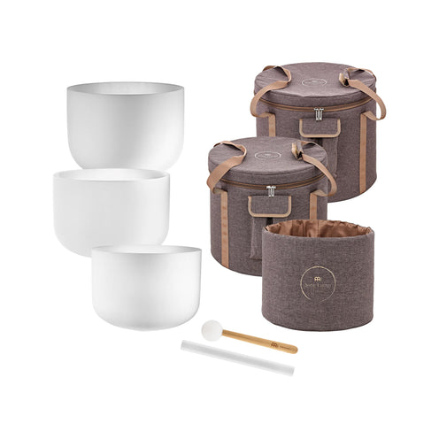 MEINL Sonic Energy CSBMSETCEG 3pcs Crystal Singing Bowl Set in 440HZ, C3/E3/G3