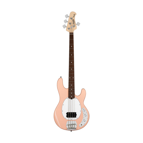 Sterling S.U.B Series RAY4 4-String Electric Bass Guitar, Jatoba FB, Pueblo Pink