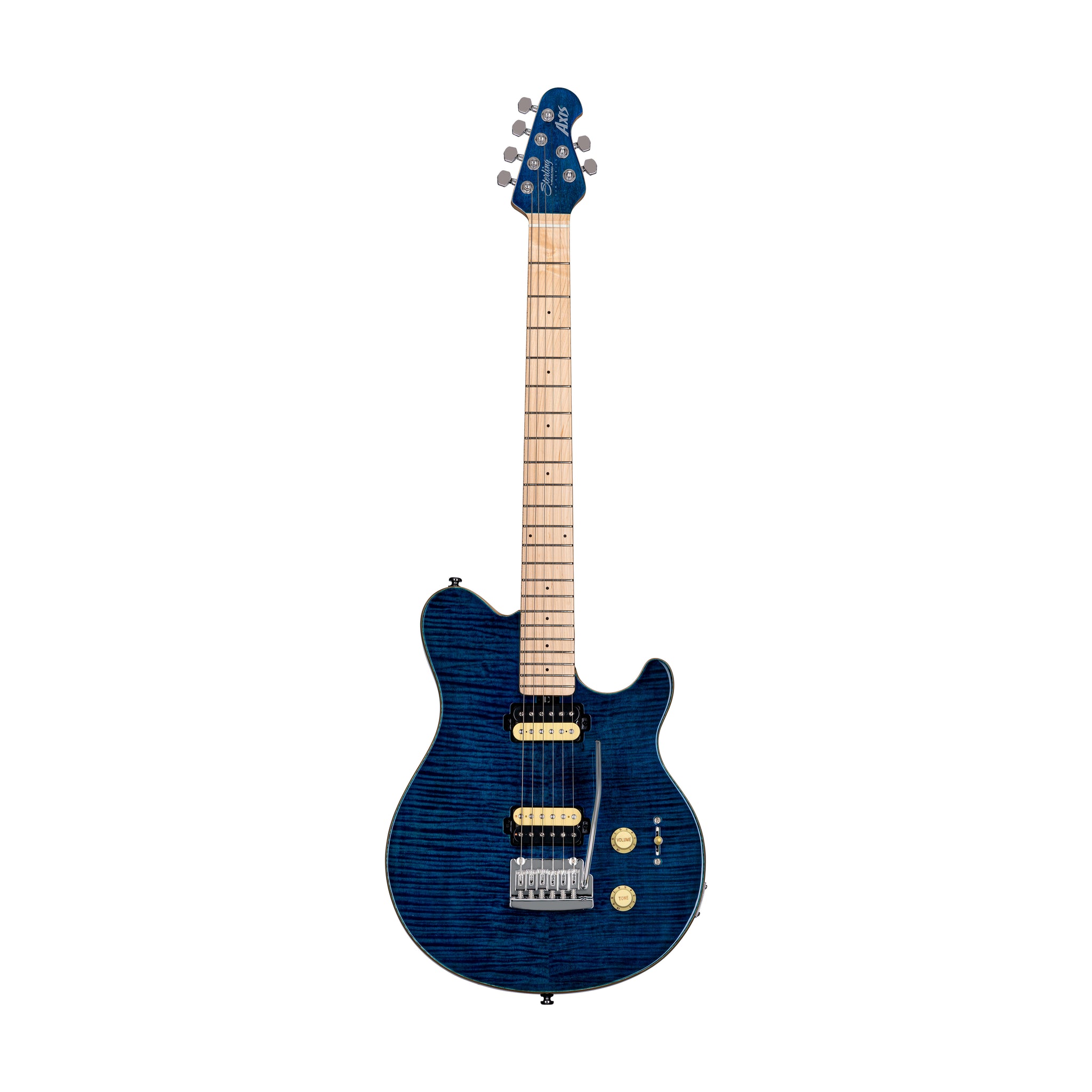 Sterling by Music Man AX3FM Axis Flame Maple Electric Guitar, Maple FB, Neptune Blue
